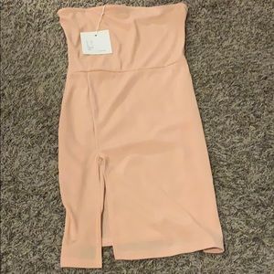 Light pink strapless missguided dress